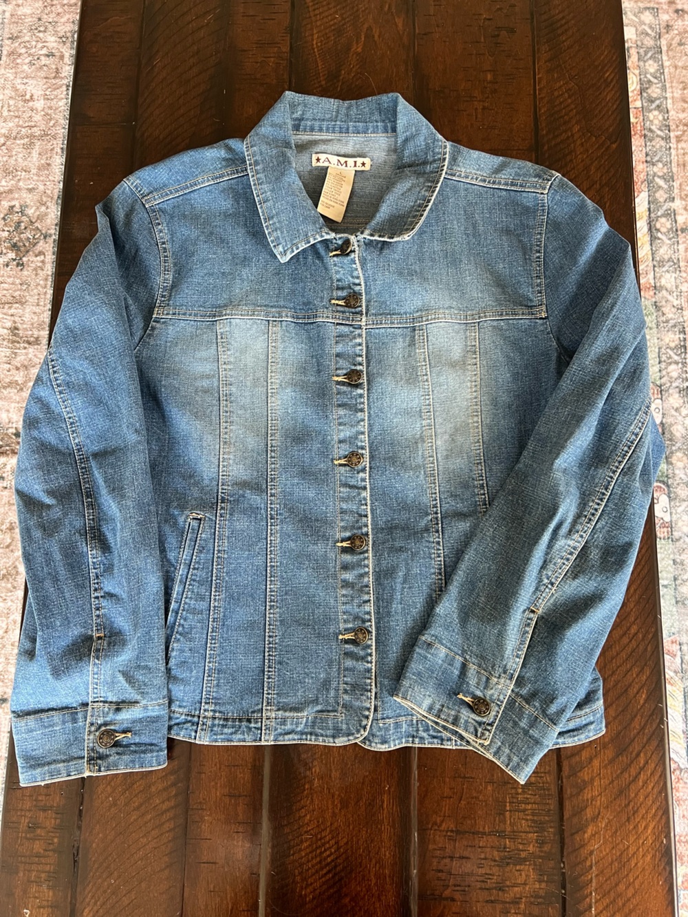 Vintage A.M.I. Stretch Denim Jean Jacket Light Wash Size L